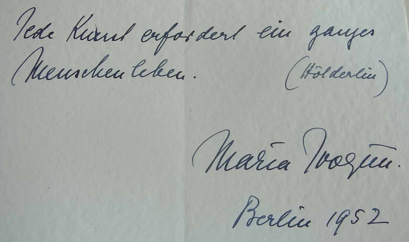 Opernsängerin Maria IvogÜn (1891-1987): Signiertes Albumblatt Berlin 1952